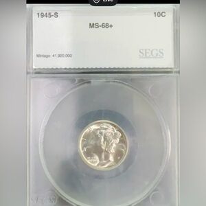 1945-S Mercury Dime SEGS MS68+ Very Rare